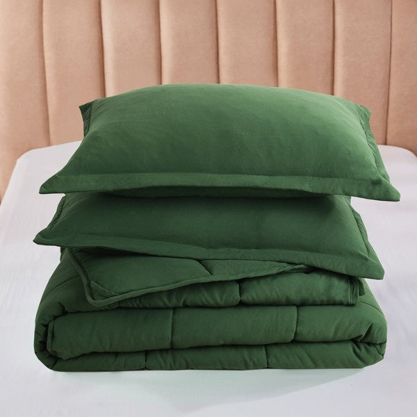 Twin Size Green 3 Piece Microfiber Reversible Comforter Set LuxuryLifeWay Online Store