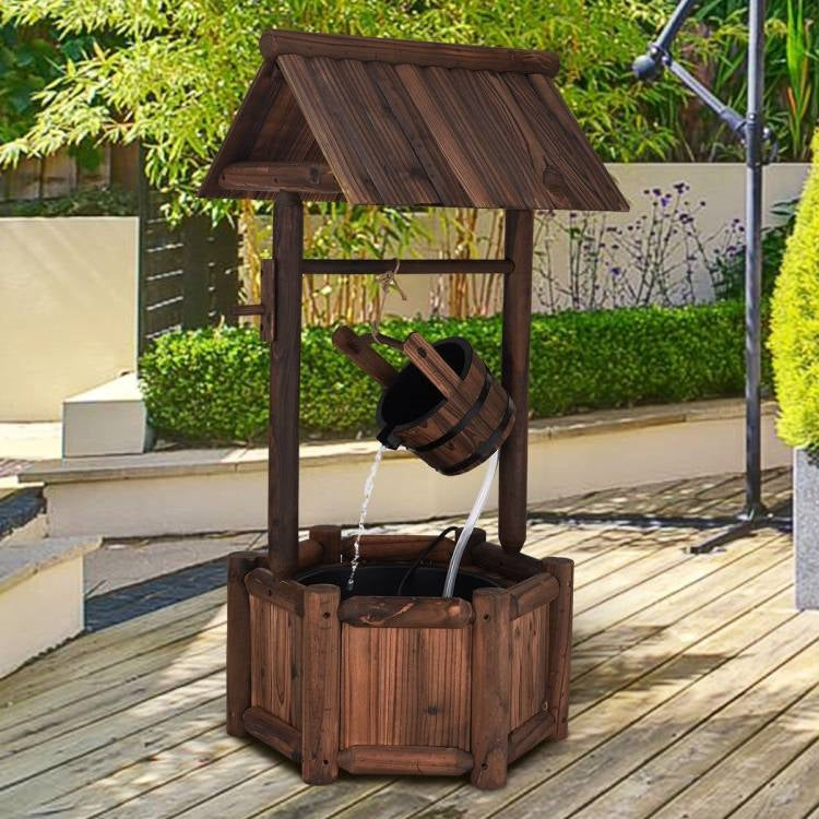 Outdoor Patio Garden Solid Wood Wishing Well Water Fountain with Pump LuxuryLifeWay Online Store