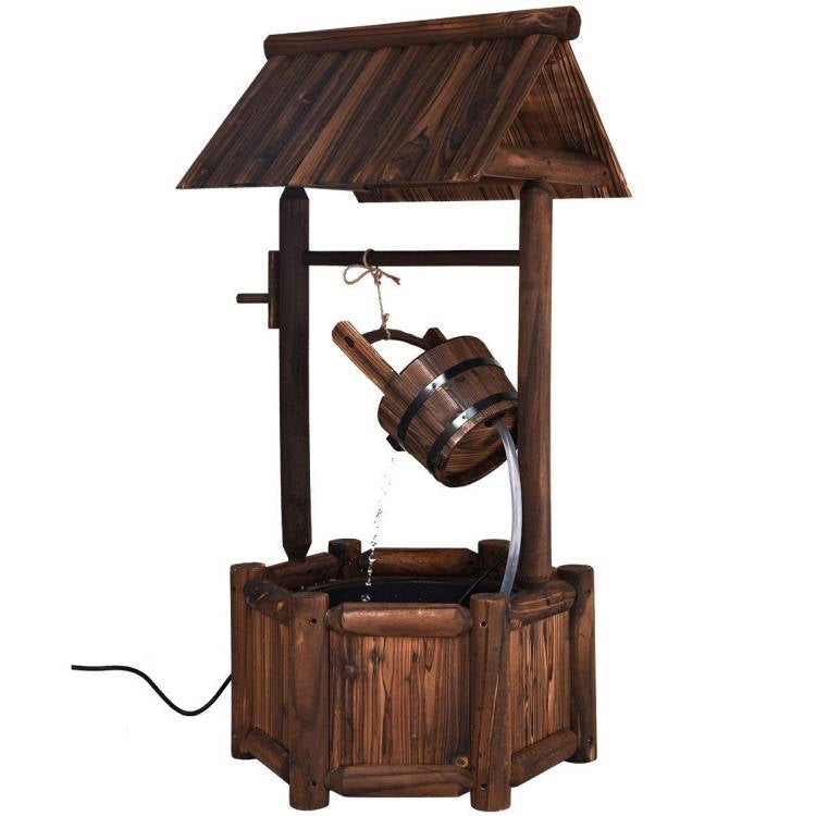 Outdoor Patio Garden Solid Wood Wishing Well Water Fountain with Pump LuxuryLifeWay Online Store