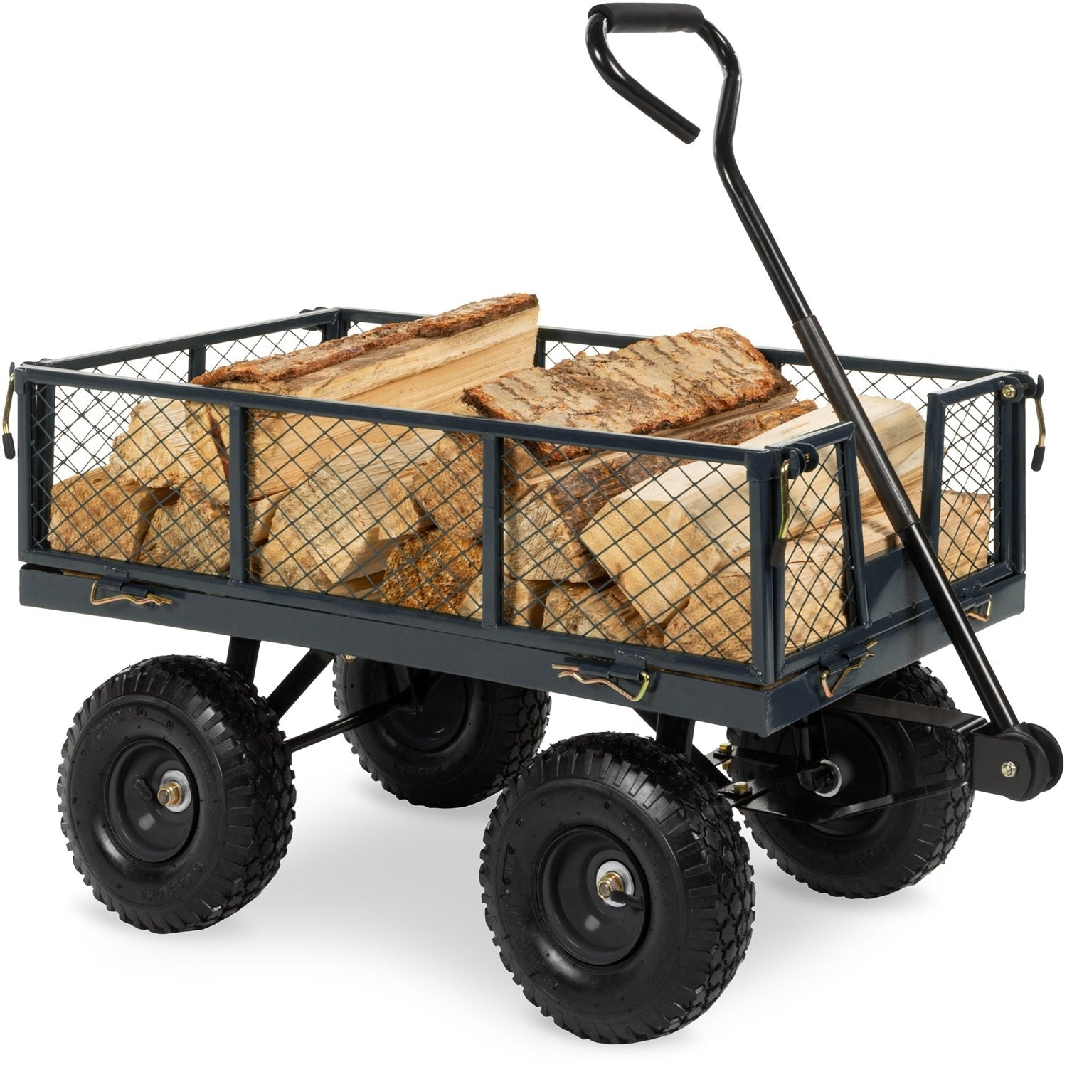 Heavy Duty Grey Steel Garden Utility Cart Wagon with Removable Sides LuxuryLifeWay Online Store