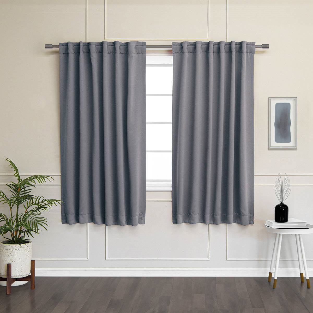 52 x 63 inch Solid Grey Thermal Blackout Curtain Panels - Set of 2 LuxuryLifeWay Online Store