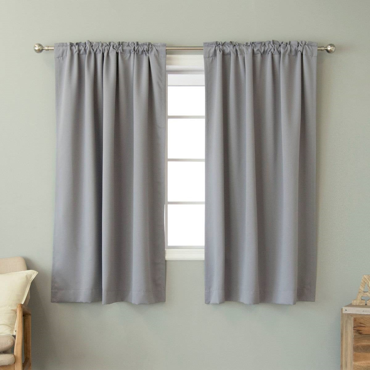 52 x 63 inch Solid Grey Thermal Blackout Curtain Panels - Set of 2 LuxuryLifeWay Online Store