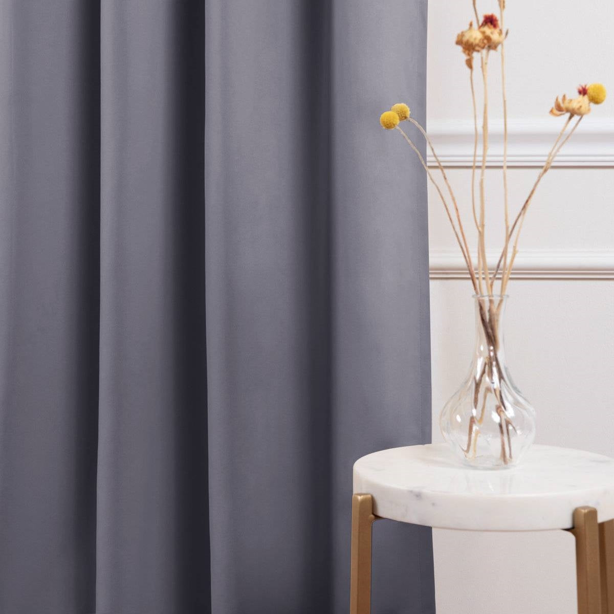 52 x 63 inch Solid Grey Thermal Blackout Curtain Panels - Set of 2 LuxuryLifeWay Online Store