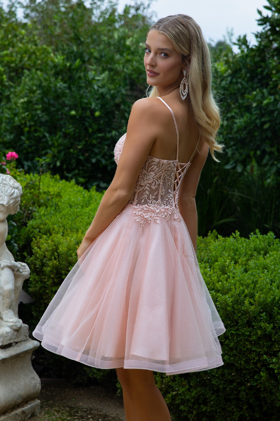 Floral Embroidery Embellished Glitter Mesh Sweetheart Neckline A-Line Homecoming Dress LuxuryLifeWay Online Store