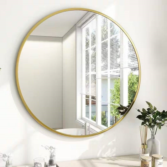 Round 24-inch Circular Bathroom Wall Mirror with Gold Frame LuxuryLifeWay Online Store