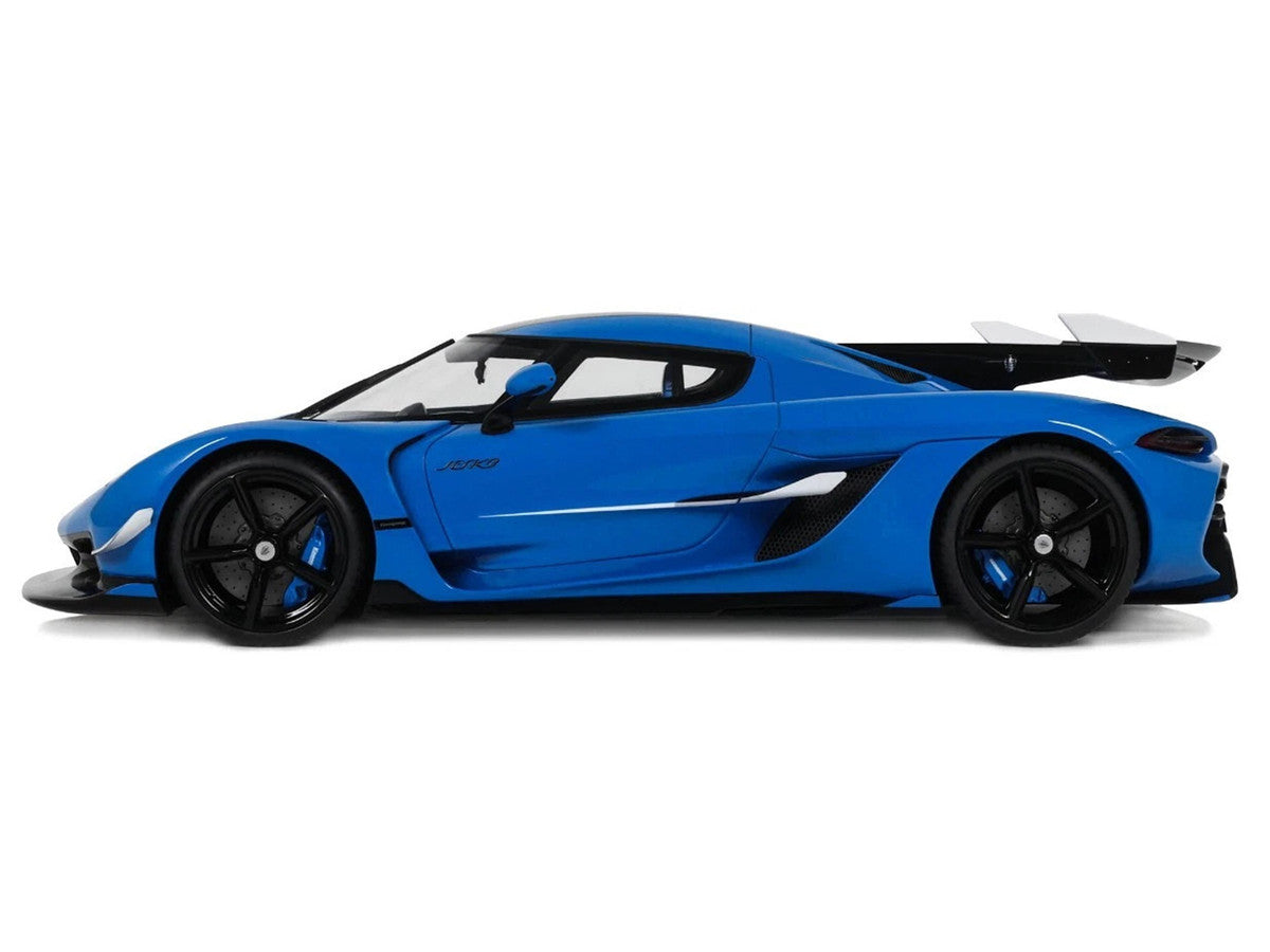 2025 Koenigsegg Jesko Blue Metallic with Black Stripes 1/18 Model Car by GT Spirit LuxuryLifeWay Online Store