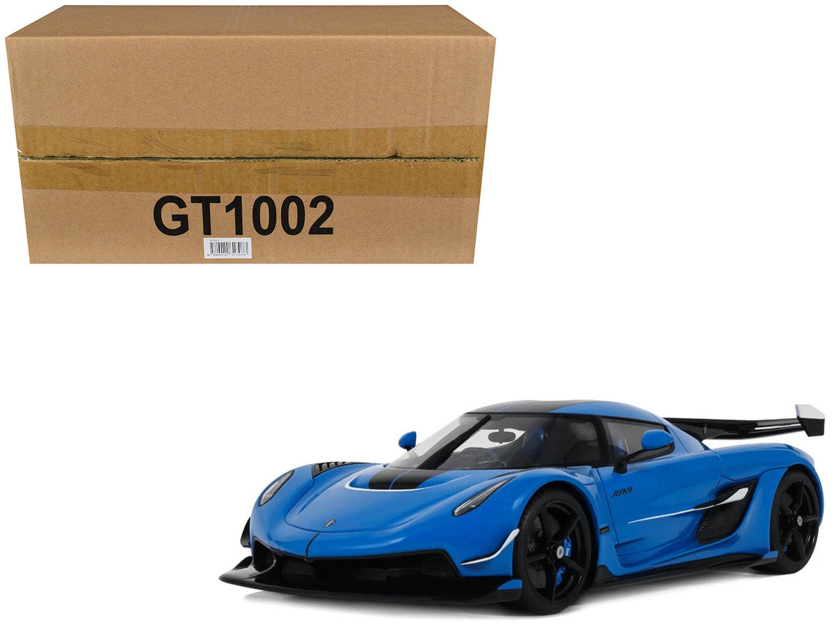 2025 Koenigsegg Jesko Blue Metallic with Black Stripes 1/18 Model Car by GT Spirit LuxuryLifeWay Online Store