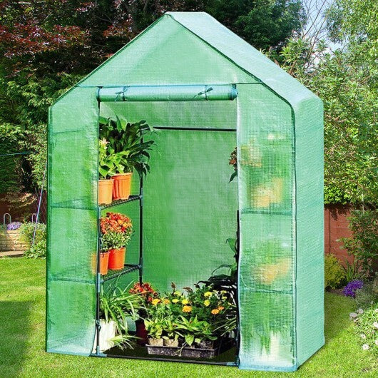 Portable 4 Tier Walk-in Plant Greenhouse with 8 Shelves - Color: Green LuxuryLifeWay Online Store