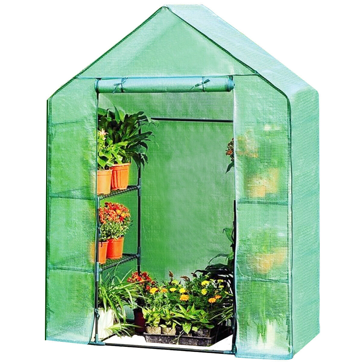 Portable 4 Tier Walk-in Plant Greenhouse with 8 Shelves - Color: Green LuxuryLifeWay Online Store