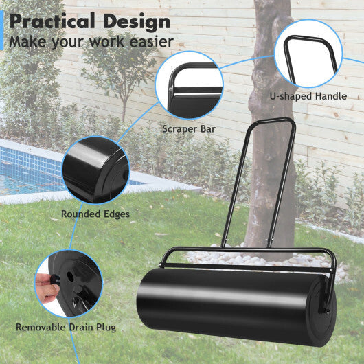 36 x 12 Inch Tow Lawn Roller Water Filled Metal Push Roller-Black - Color: Black LuxuryLifeWay Online Store