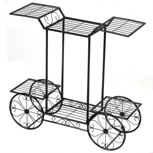 6-Tier Garden Cart Flower Rack Display Decor Pot Plant Holder - Color: Black LuxuryLifeWay Online Store