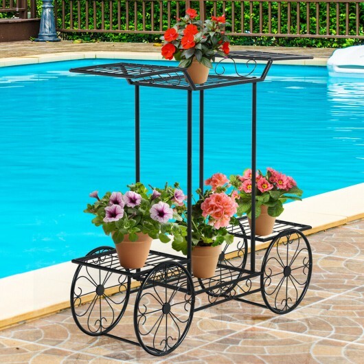 6-Tier Garden Cart Flower Rack Display Decor Pot Plant Holder LuxuryLifeWay Online Store
