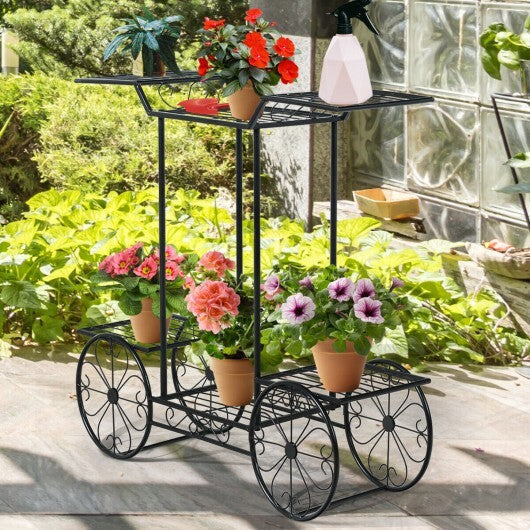 6-Tier Garden Cart Flower Rack Display Decor Pot Plant Holder - Color: Black LuxuryLifeWay Online Store