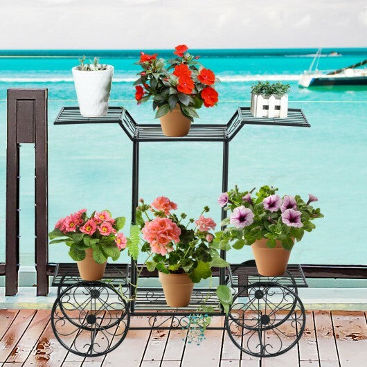 6-Tier Garden Cart Flower Rack Display Decor Pot Plant Holder - Color: Black LuxuryLifeWay Online Store