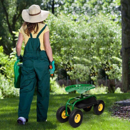 Red/Green Garden Cart Rolling Work Seat With Heavy Duty Tool Tray Gardening Planting-Green - Color: Green LuxuryLifeWay Online Store