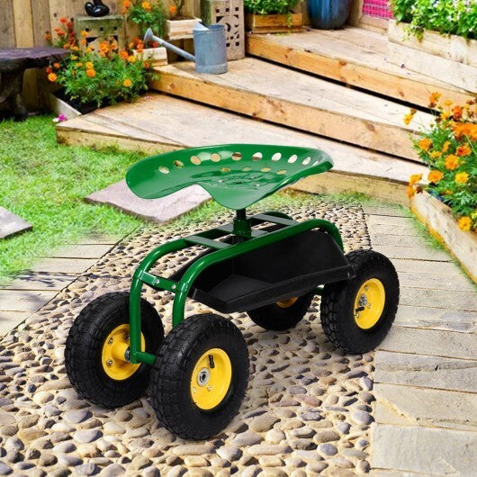Red/Green Garden Cart Rolling Work Seat With Heavy Duty Tool Tray Gardening Planting-Green - Color: Green LuxuryLifeWay Online Store