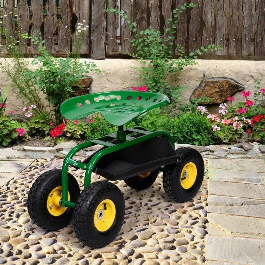 Red/Green Garden Cart Rolling Work Seat With Heavy Duty Tool Tray Gardening Planting-Green - Color: Green LuxuryLifeWay Online Store