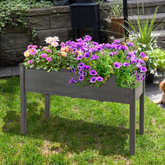 Wooden Raised Vegetable Garden Bed Elevated Grow Vegetable Planter-Gray - Color: Gray LuxuryLifeWay Online Store
