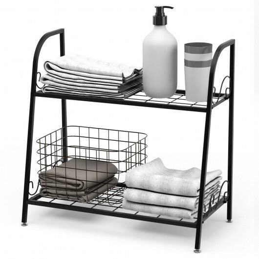 2-tier Patio Metal Plant Stand - Color: Black - Size: 2-Tier LuxuryLifeWay Online Store