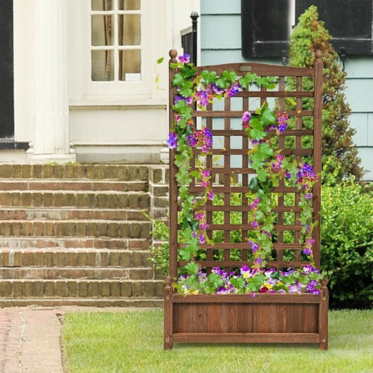 Solid Free Standing Wood Planter Box with Trellis for Garden LuxuryLifeWay Online Store