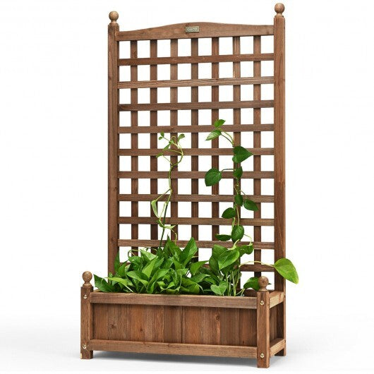 Solid Free Standing Wood Planter Box with Trellis for Garden LuxuryLifeWay Online Store