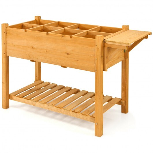 Elevated Planter Box Kit with 8 Grids and Folding Tabletop - Color: Natural LuxuryLifeWay Online Store