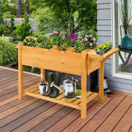 Elevated Planter Box Kit with 8 Grids and Folding Tabletop - Color: Natural LuxuryLifeWay Online Store