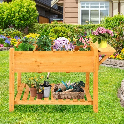 Elevated Planter Box Kit with 8 Grids and Folding Tabletop - Color: Natural LuxuryLifeWay Online Store
