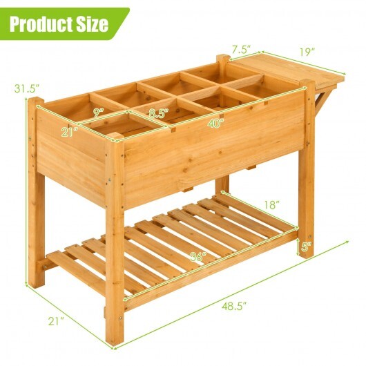 Elevated Planter Box Kit with 8 Grids and Folding Tabletop - Color: Natural LuxuryLifeWay Online Store