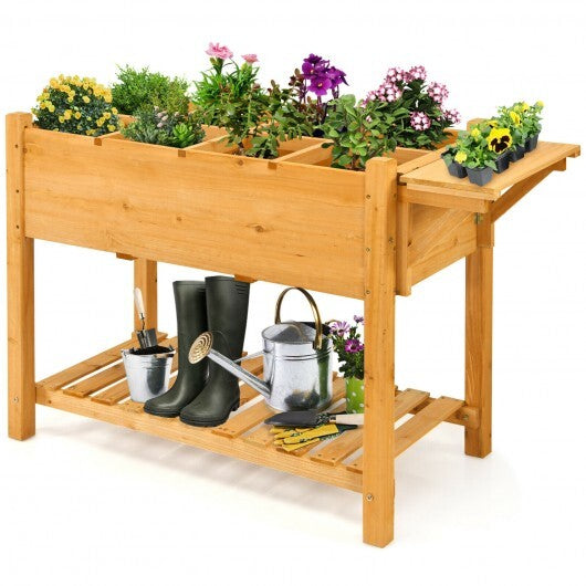 Elevated Planter Box Kit with 8 Grids and Folding Tabletop - Color: Natural LuxuryLifeWay Online Store