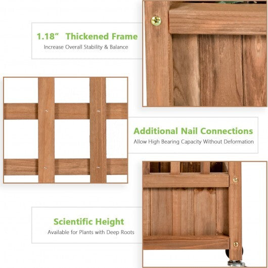 50 Inch Wood Planter Box with Trellis Mobile Raised Bed for Climbing Plant LuxuryLifeWay Online Store