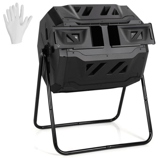43 Gallon Composting Tumbler Compost Bin with Dual Rotating Chamber