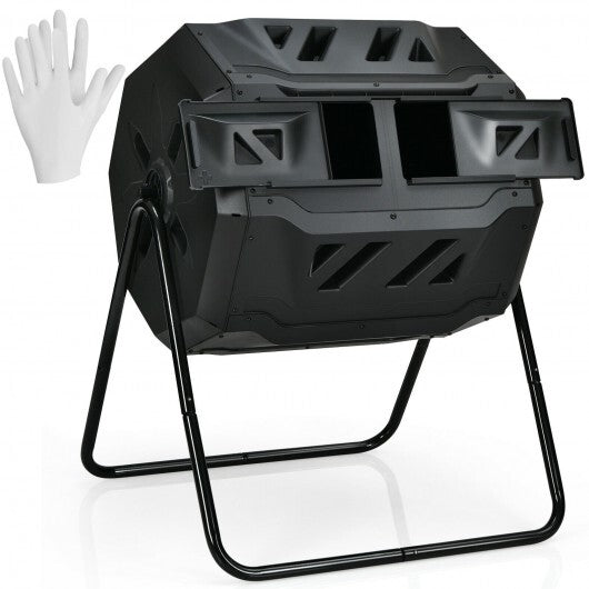 43 Gallon Composting Tumbler Compost Bin with Dual Rotating Chamber - Color: Black LuxuryLifeWay Online Store