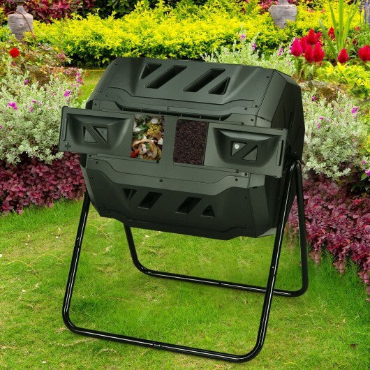 43 Gallon Composting Tumbler Compost Bin with Dual Rotating Chamber - Color: Black LuxuryLifeWay Online Store