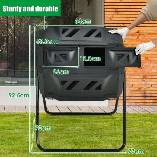 43 Gallon Composting Tumbler Compost Bin with Dual Rotating Chamber - Color: Black LuxuryLifeWay Online Store