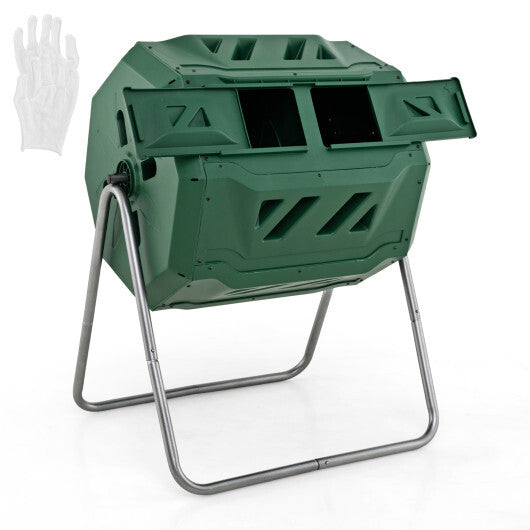 43 Gallon Composting Tumbler Compost Bin with Dual Rotating Chamber