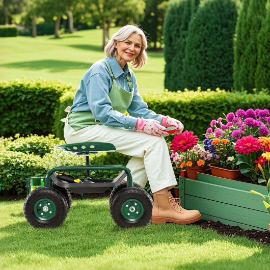 4-Wheel Rolling Garden Cart Work Seat-Blue LuxuryLifeWay Online Store