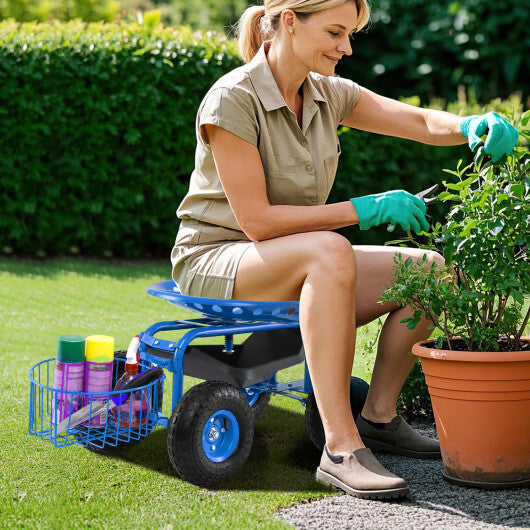 Heavy Duty Garden Cart with Tool Tray and 360 Swivel Seat-Green LuxuryLifeWay Online Store