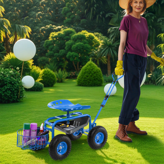 Heavy Duty Garden Cart with Tool Tray and 360 Swivel Seat-Green LuxuryLifeWay Online Store