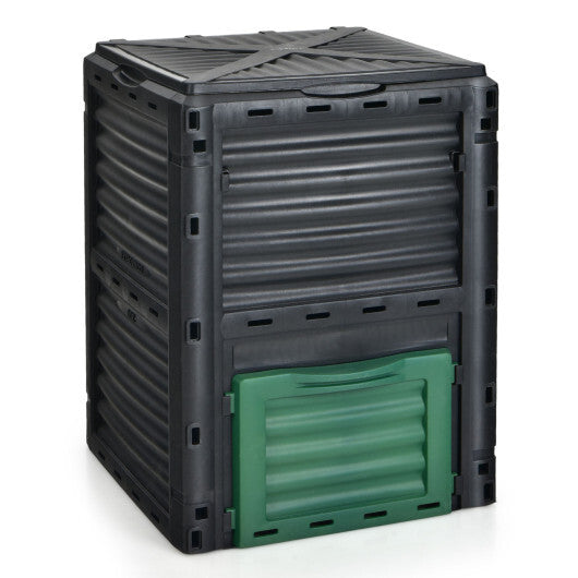 80-Gallon Outdoor Composter with Large Openable Lid and Bottom Exit Door-Green LuxuryLifeWay Online Store