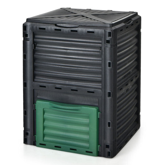 80-Gallon Outdoor Composter with Large Openable Lid and Bottom Exit Door-Green LuxuryLifeWay Online Store