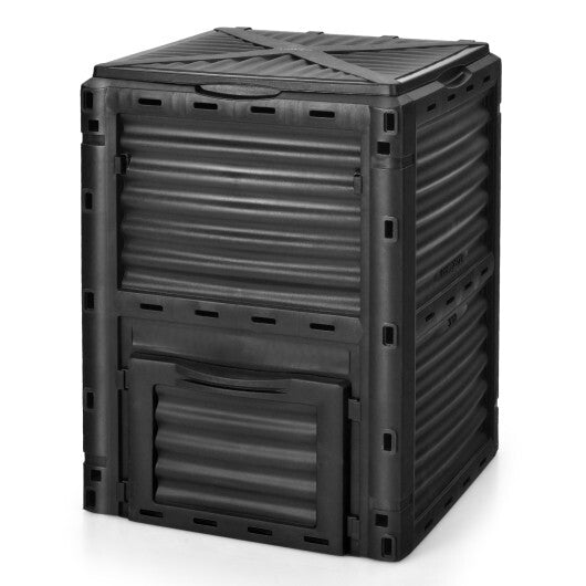 80-Gallon Outdoor Composter with Large Openable Lid and Bottom Exit Door-Green LuxuryLifeWay Online Store