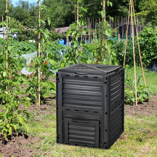 80-Gallon Outdoor Composter with Large Openable Lid and Bottom Exit Door-Green LuxuryLifeWay Online Store