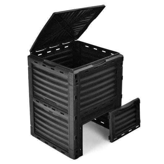 80-Gallon Outdoor Composter with Large Openable Lid and Bottom Exit Door-Green LuxuryLifeWay Online Store