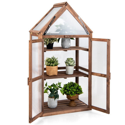 Cold Frame Mini Wooden Greenhouse for Vegetable and Flower-Brown LuxuryLifeWay Online Store