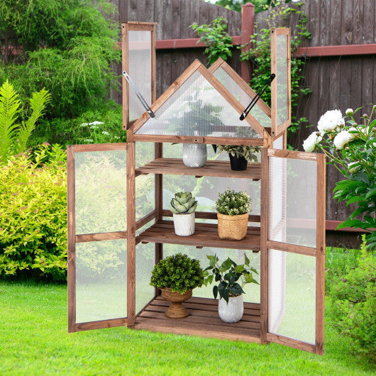 Cold Frame Mini Wooden Greenhouse for Vegetable and Flower-Brown LuxuryLifeWay Online Store