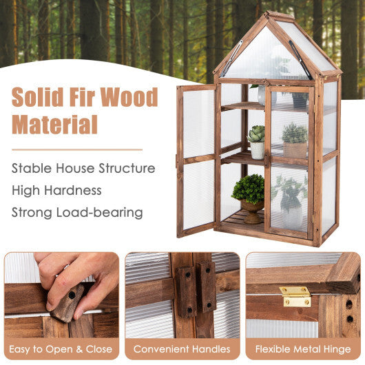Cold Frame Mini Wooden Greenhouse for Vegetable and Flower-Brown LuxuryLifeWay Online Store