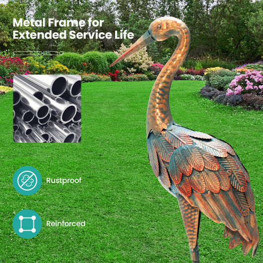Set of 2 Crane Garden Statues Standing Metal Crane Sculptures Bird LuxuryLifeWay Online Store