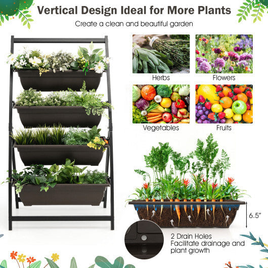 4-Tier Vertical Raised Garden Bed with 4 Containers and Drainage Holes-M LuxuryLifeWay Online Store