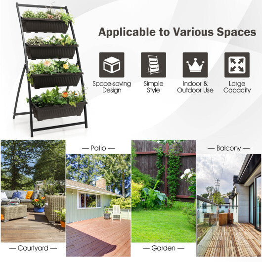 4-Tier Vertical Raised Garden Bed with 4 Containers and Drainage Holes-M LuxuryLifeWay Online Store